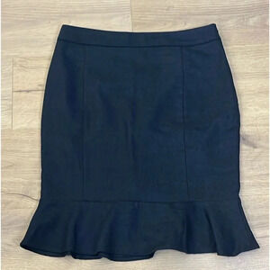 Boden | Dark gray Trumpet mini skirt Wool women’s size 8 ruffle hem stretch
